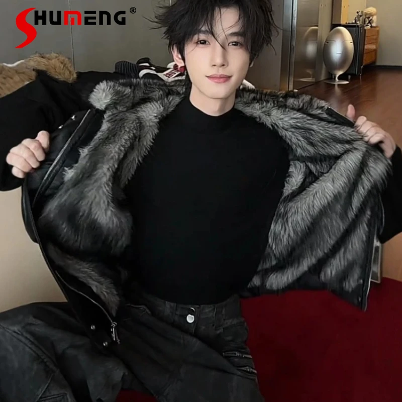 سترات عصرية بقلنسوة للرجال لشتاء 2025 معاطف جديدة سميكة ودافئة وقصيرة للدراجات النارية سترات رجالي وسيم رائعة بأكمام طويلة