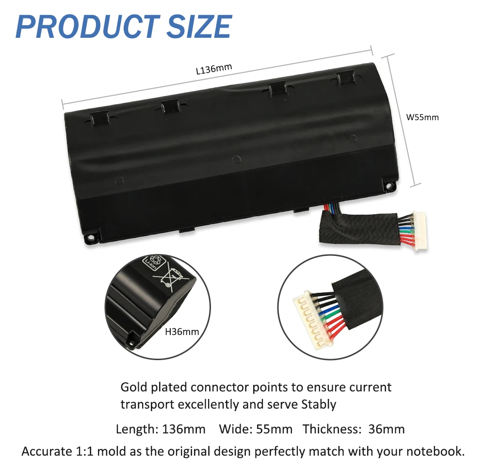 ETESBAY A42N1403 Laptop Battery For ASUS ROG G751 G751JY G751JM G751JT GFX71JY GFX71JT Series A42LM9H A42LM93 4ICR19/66-2 88WH