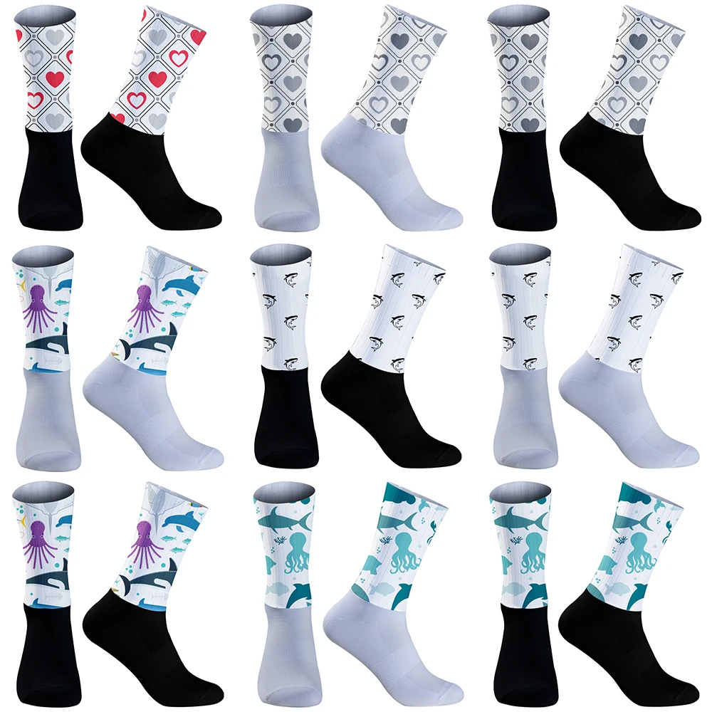 

2024 New Bicycle Sport Bike Socks Cycling Socks Anti Slip Silicone Summer Aero Socks