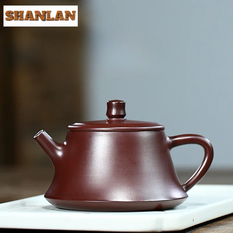 

160 мл Элегантные фиолетовые глиняные чайники Исин ручной работы с высоким камнем Совок Горшок из необработанной руды Фиолетовый грязевой чайник с ситечком Чайный набор Zisha в подарок