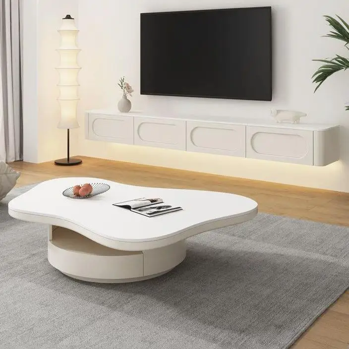 Household cream coffee table with drawers