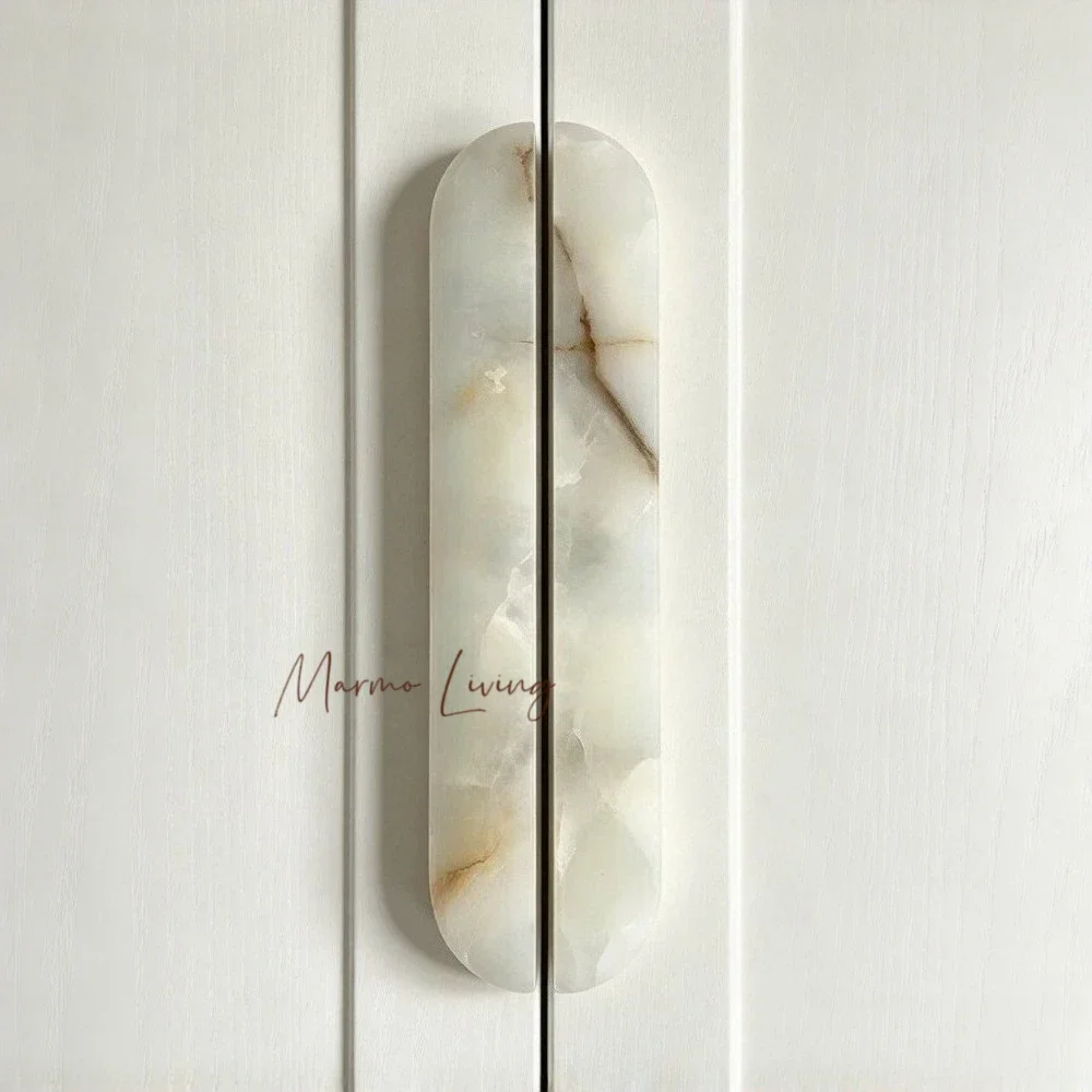 French Luxury Drawer Wardrobe Natural Marble Handle High-end Clothing Store Coffee Shop Glass Door Home Decoration Handle