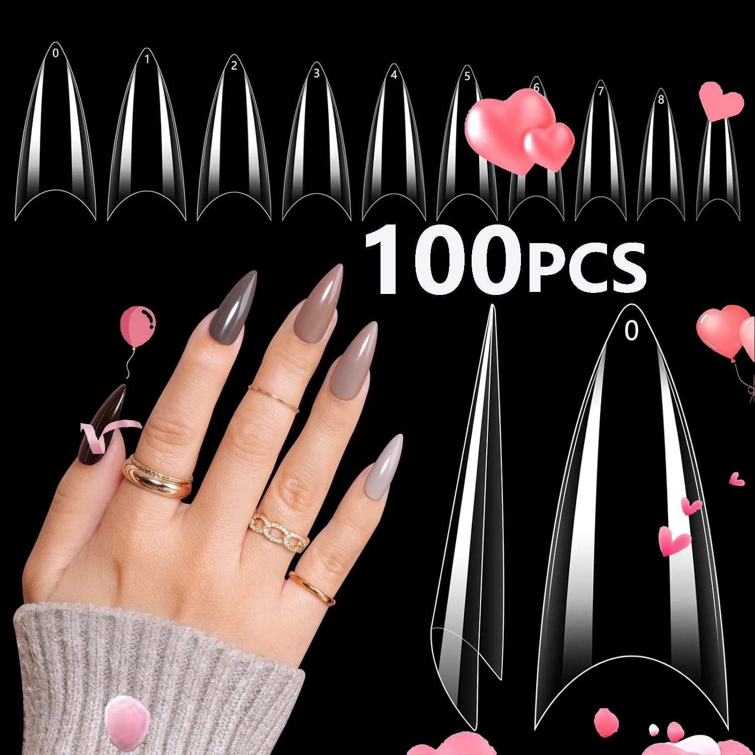 100/200PCS Franse Transparante Hoge Hakken Nail Tip Acryl Nail Tip Half Bedekt Fake Nail Extension Geschikt voor DIY