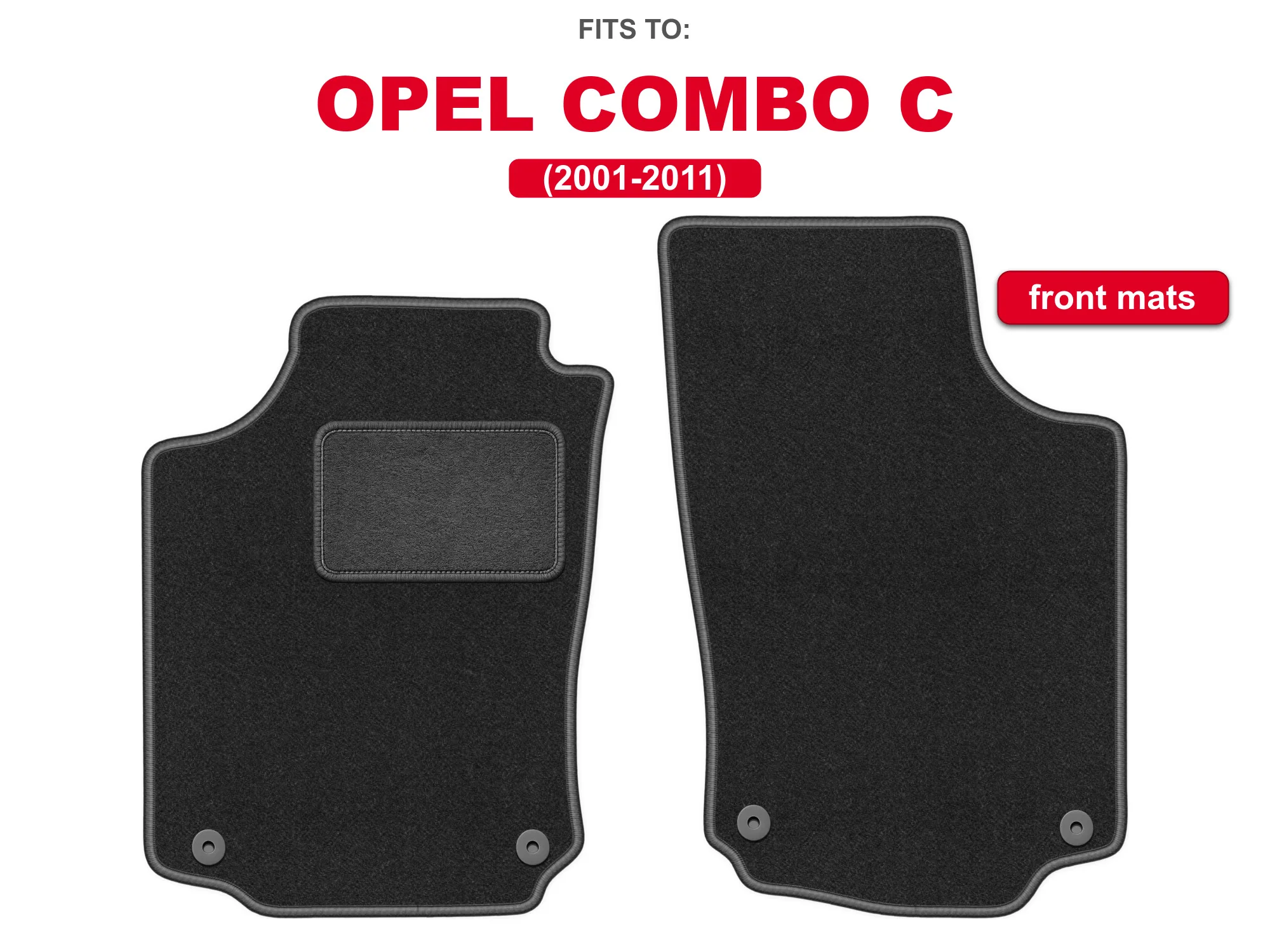 Velour vloermatten voor: Opel Combo C 2001-2011 kombivan grafiet set auto vloermatten voor voertuigvloer