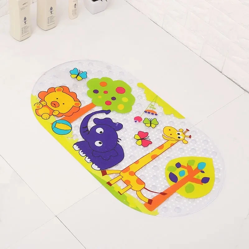 38x70 CM Oval Newborn Bathroom Anti-slip Foot Pad Household Cartoon Animal Pattern Floor Mat PVC Infant Natatorium Floor Mat