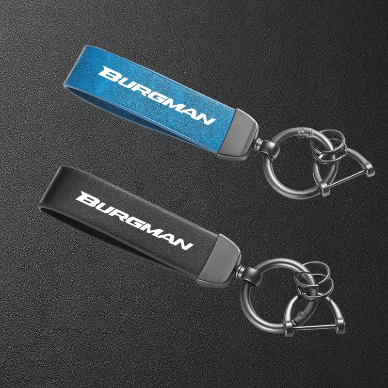 

Motorcycle High-Grade Leather Keychain Metal Keyring Accessories For Suzuki AN200 AN250 AN400 AN650 Burgman AN 125 250 400 650
