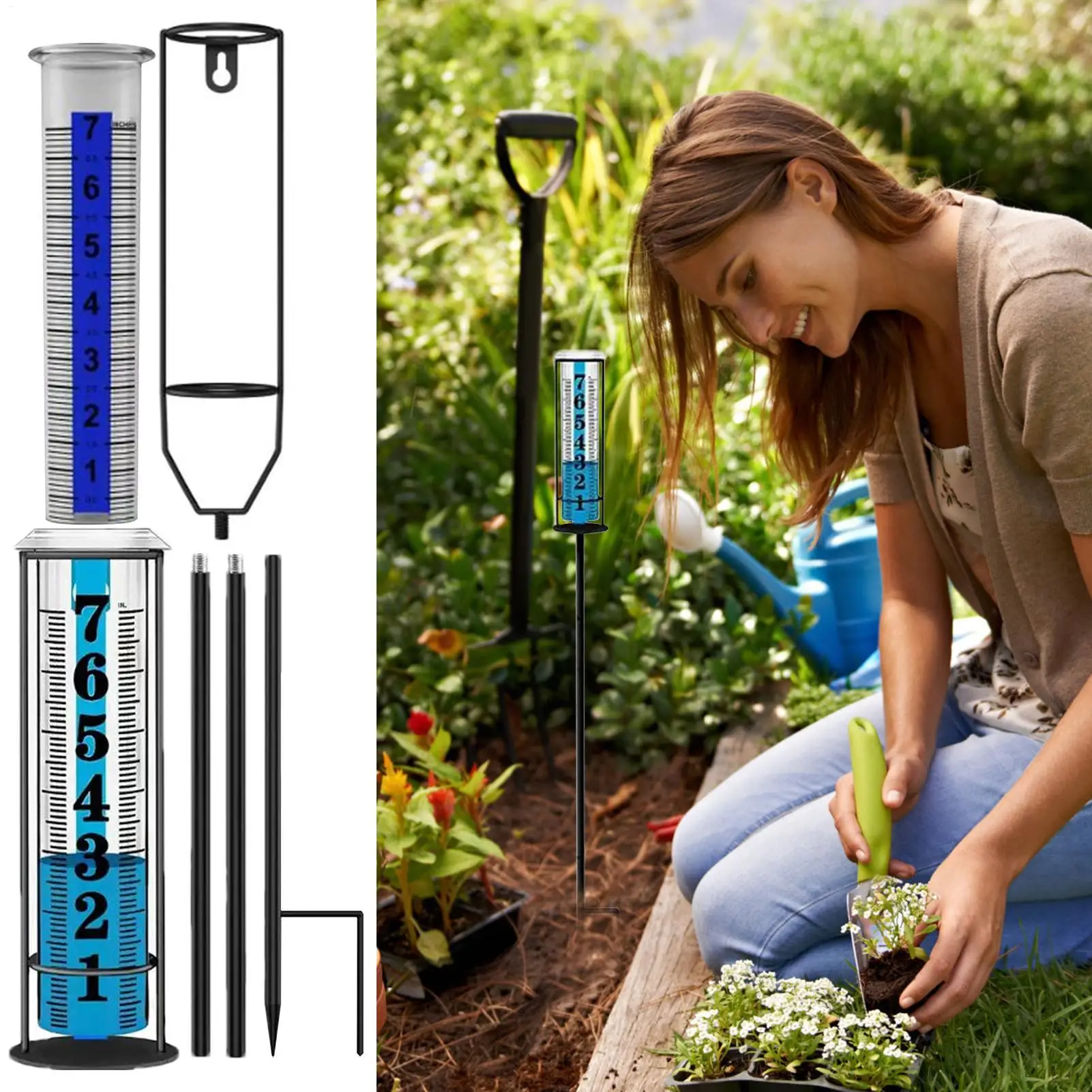 

Садовый датчик дождя, счетчик дождевой воды с колышком, точный измеритель дождевой воды для террасов, палубы, газона, забора, двора, фермы