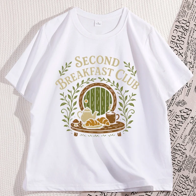 Second Breakfast Club Graphic T Shirts Men Women Casual Basic Short Sleeve T-shirt Round Neck Printed Tshirt Streetwear