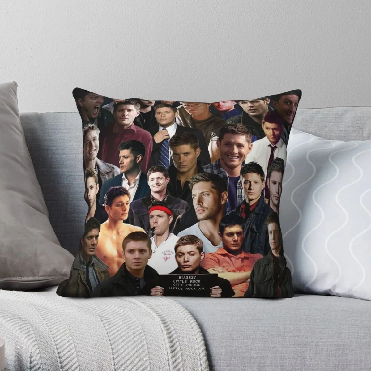 Dean Winchester Collage Square Pillowcase Polyester Linen Velvet Pattern Zip Decorative Room Cushion Cover