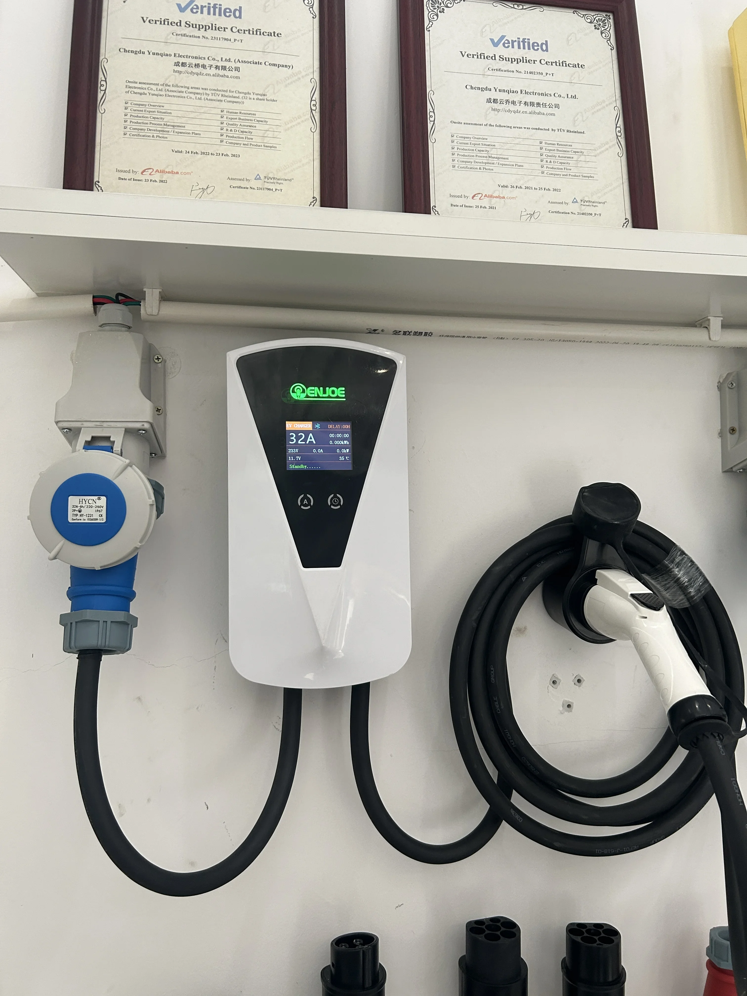 Chargeur Ev domestique, Station de contrôle, Prise, Gbt, Vope1, Vope2, 16A, Andrea RFid, 5m, 11kW