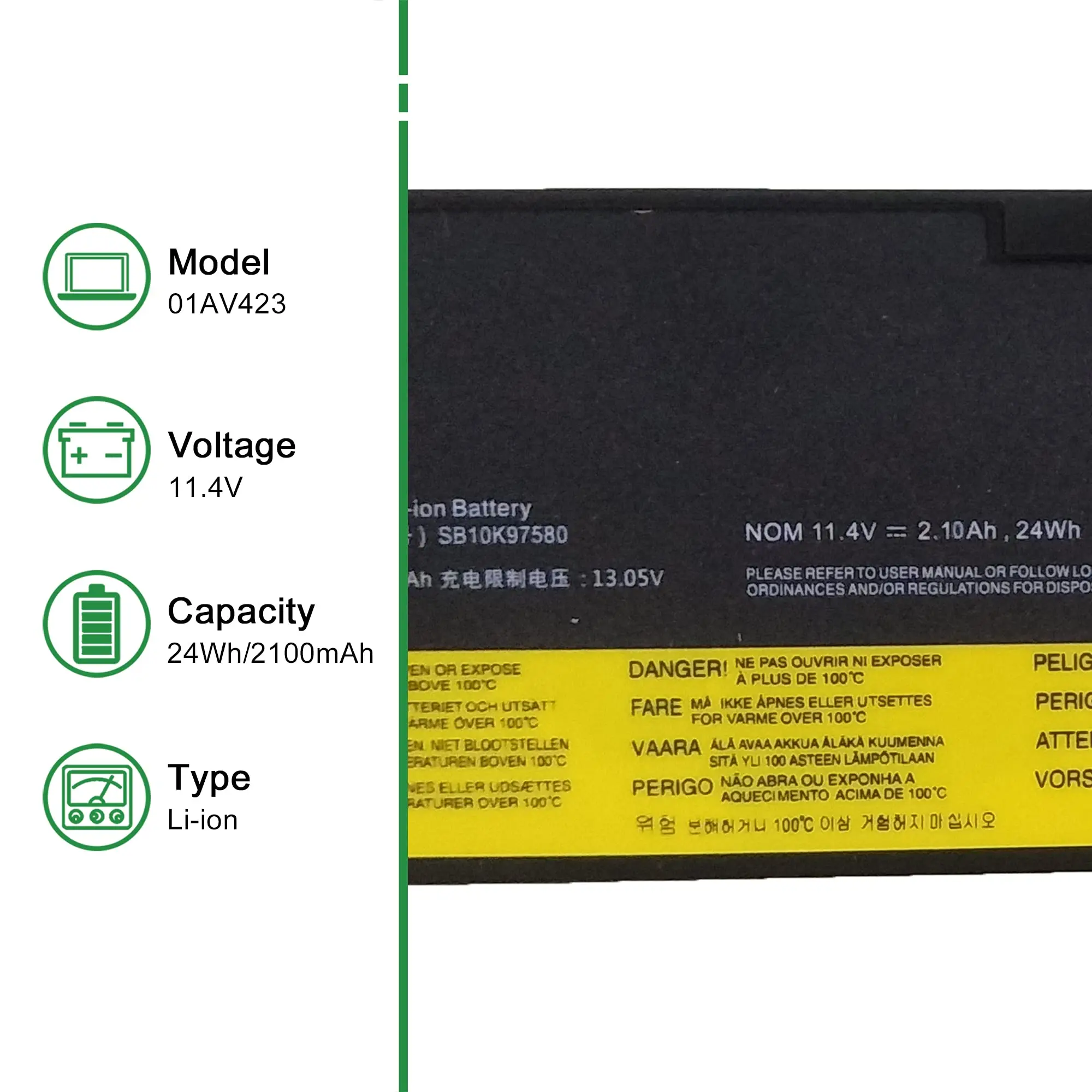 01AV423 SB10K97580 Laptop Battery for Lenovo ThinkPad T470 T570 T480 T580 P51S P52S TP25 A475 A485 61 01AV424 01AV452 01AV490