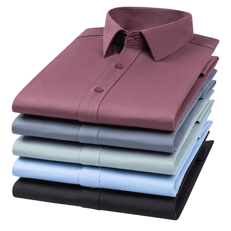 

Anti-wrinkle Long Sleeve Male Dress Shirts Bamboo Fiber Soft Business Solid Men Formal Shirt Comfotable Cool Regular Fit