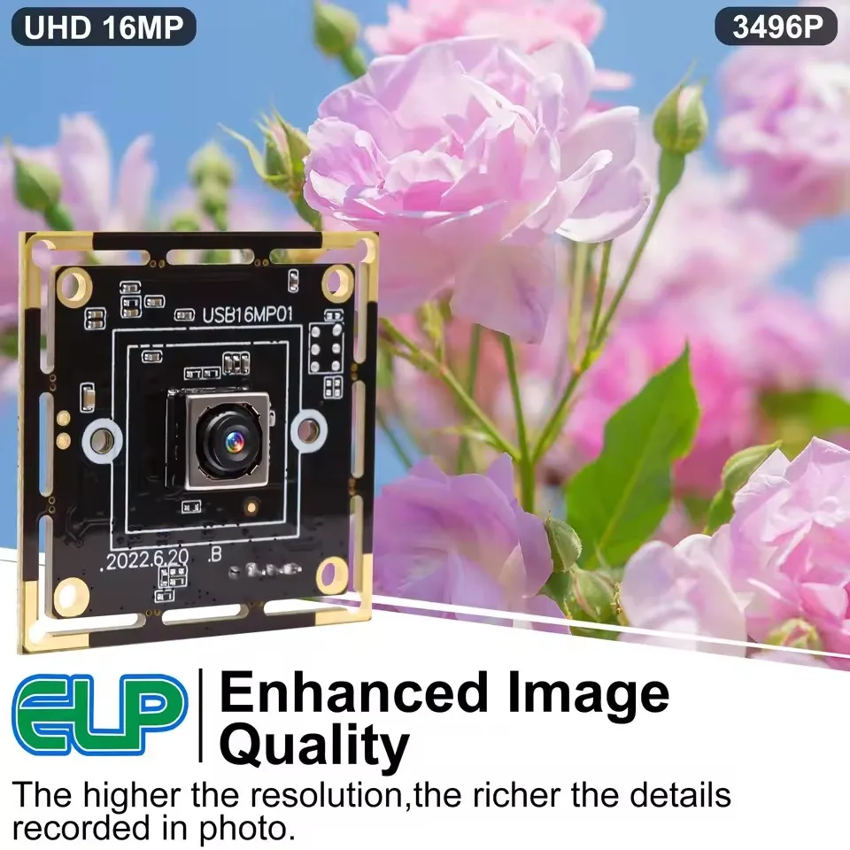

ELP 16MP AutoFocus Camera Module No Distrotion Lens Free Driver Mini UVC Plug and Play USB Webcam for PC,Pi,Laptop