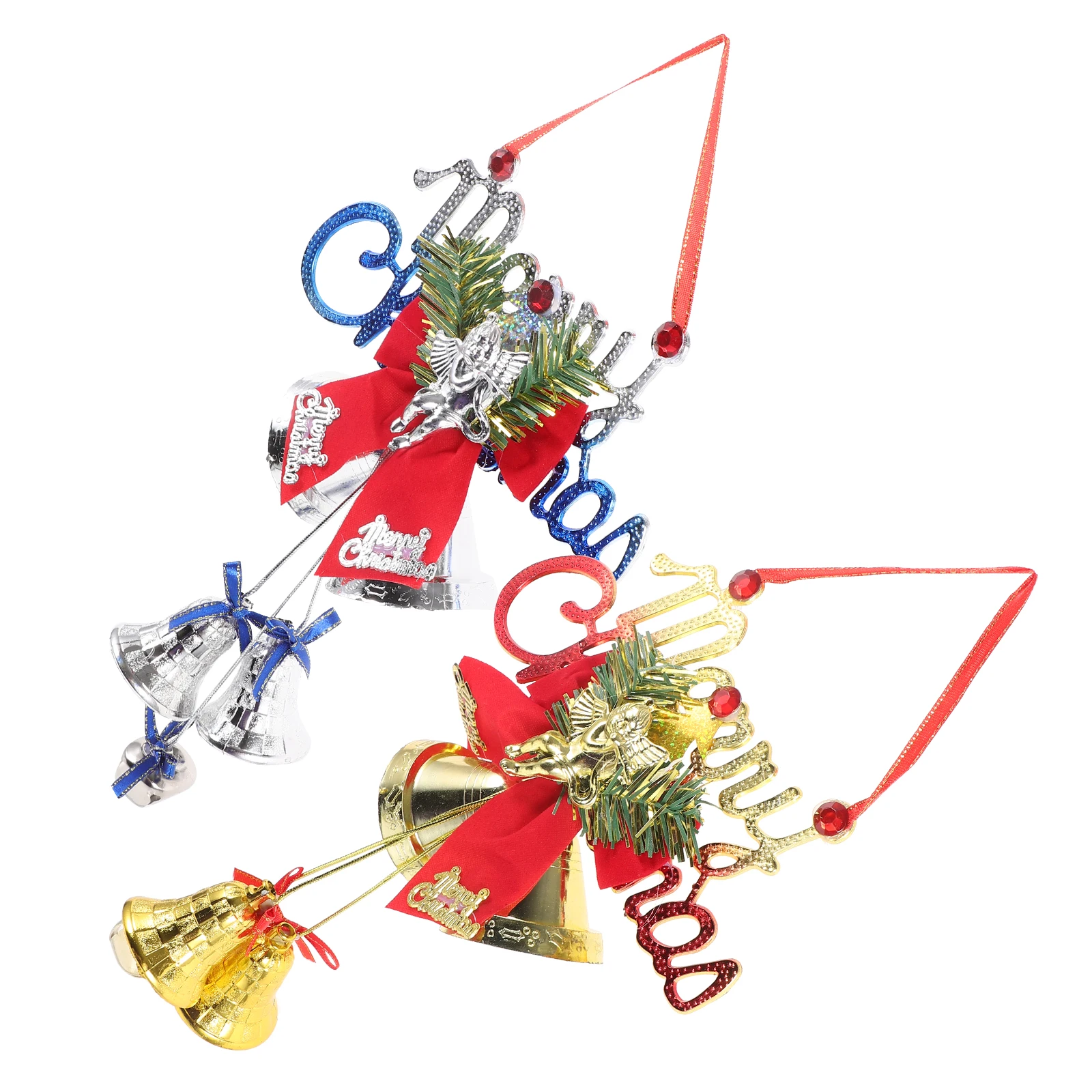 

2 pcs Christmas Bells Ornaments Premium Jingle Bell Hangers Wall Door Window Decorations Wear Resistant Hanging Pendants For