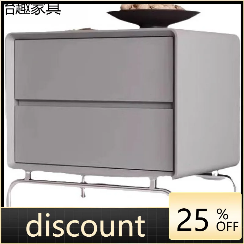 LMM light luxury creative home locker bedroom solid wood black bedside table simple