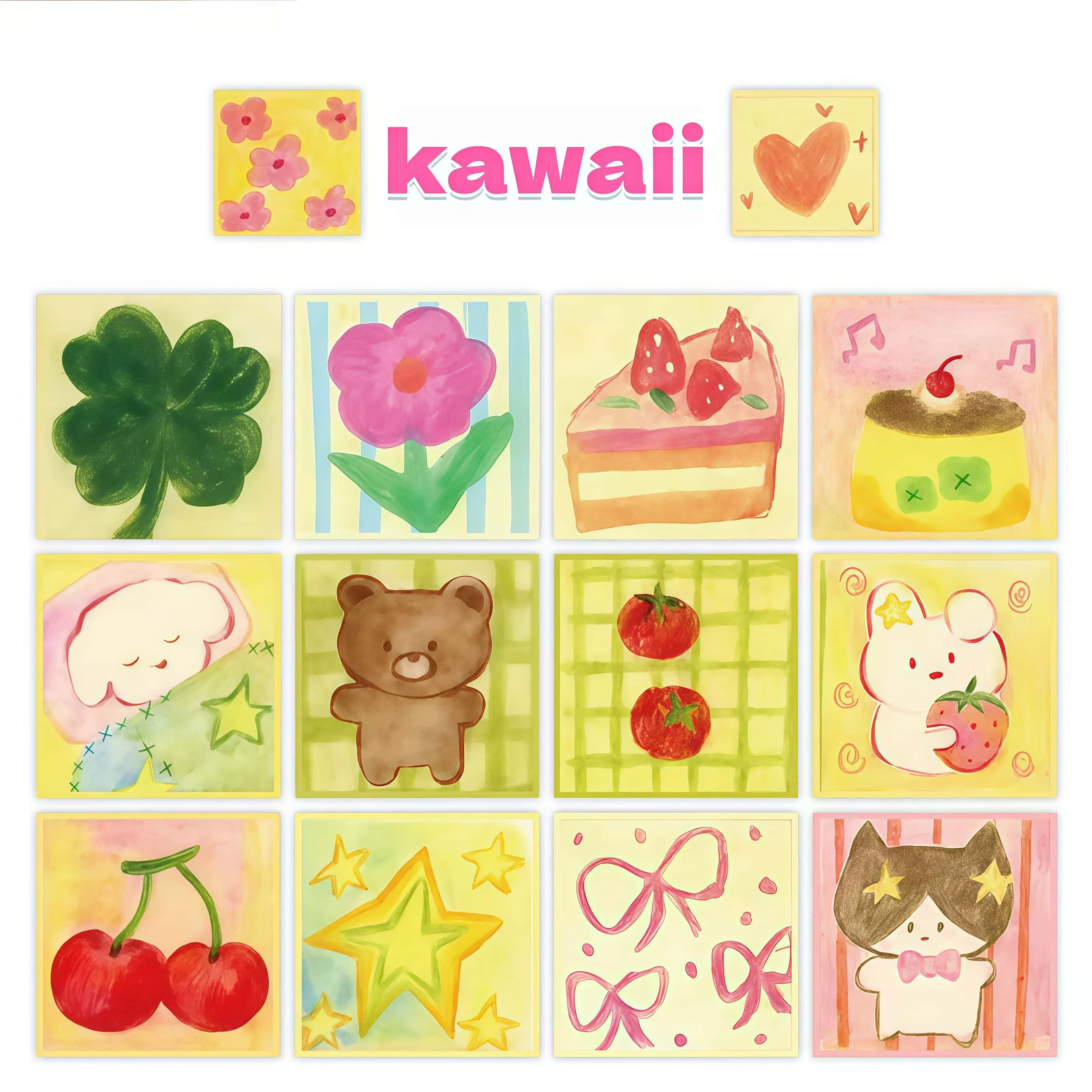 500Pcs Watercolor Style Roll Stickers, Cute Fruit Flower Bear Pattern Self-adhesive Labels for Packaging Journal DIY Decoration