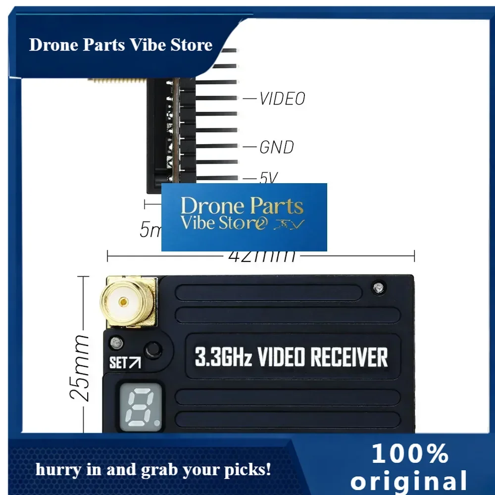 

Drone PartsRushFPV 3.3G 4W VTX Video Transmitter And 3.3GHz Glasses VRX Module Supports IRC Tramp Protocol 7-30V For RC FPV Remo