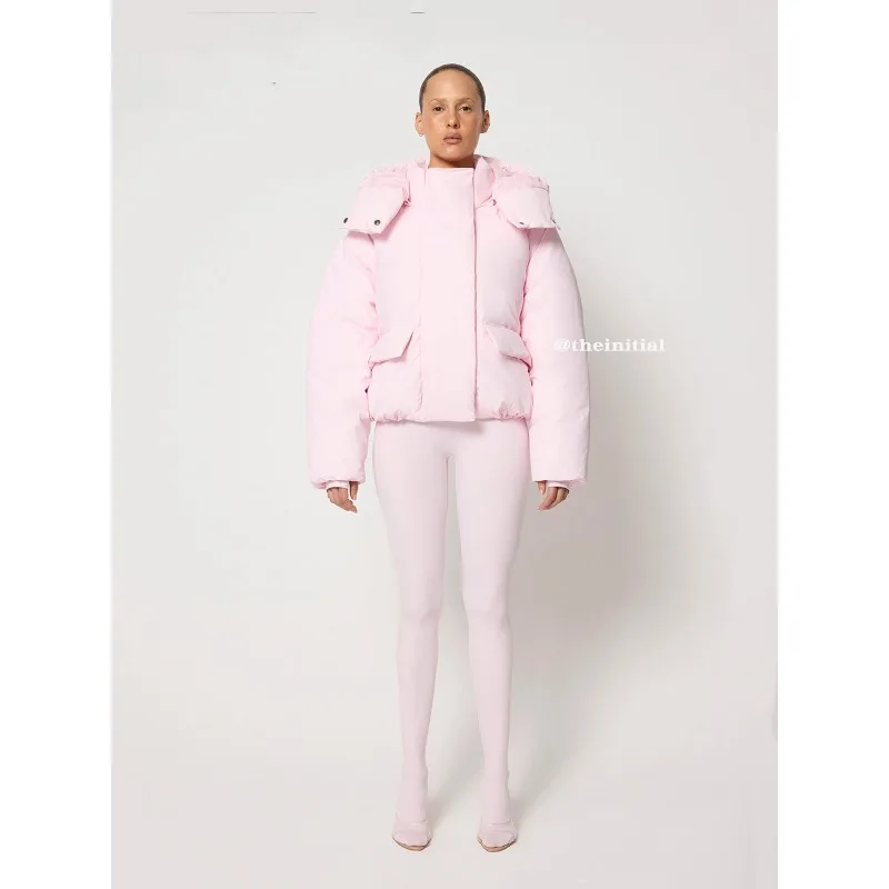 

Повседневная однотонная стеганая куртка, женская куртка со съемным капюшоном и молнией на липучке, теплые пальто с длинными рукавами, осень 2022, новая женская шикарная верхняя одежда