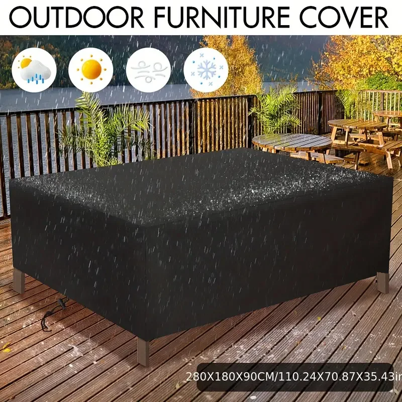 Outdoor furniture dust cover, 210D Oxford cloth, black silver sofa cover, waterproof cover, outdoor patio furniture cover