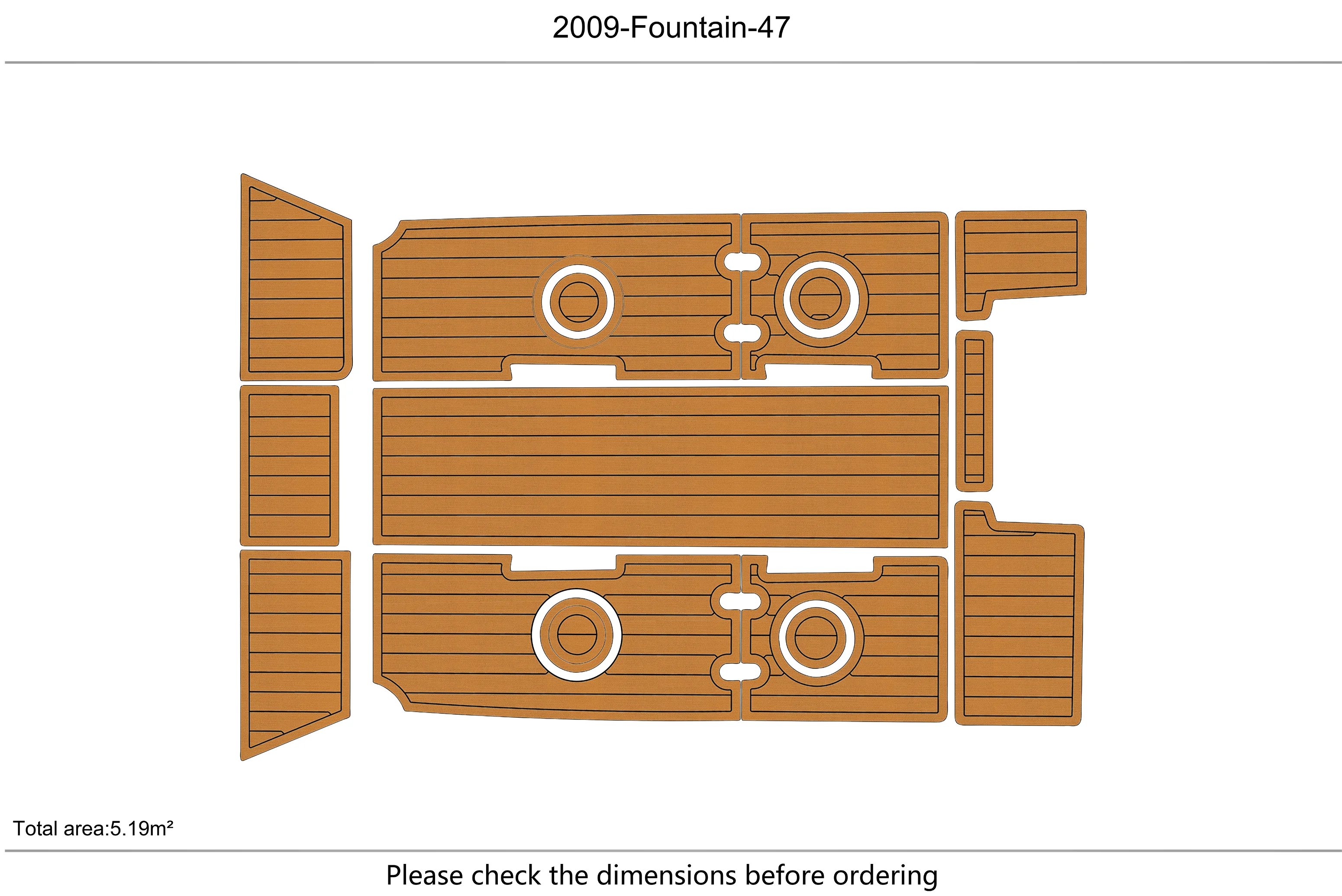 Eva foam Fuax teak seadek marine floor For 2002-2014 Fountain 47 Cockpit Swim platform  1/4