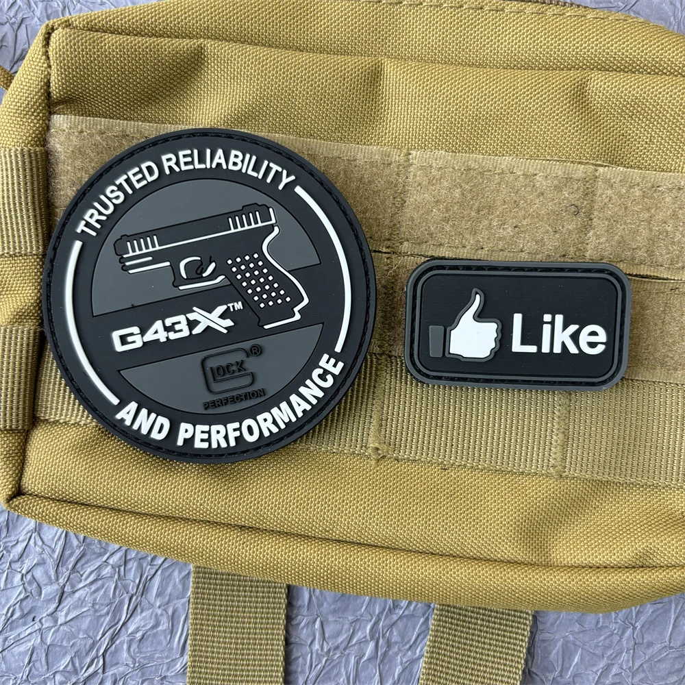 GLOCK G43X PVC Patch Morale Badge “Like” Stickers Tactical Military Backpack Patches Hook and Loop  Appliques