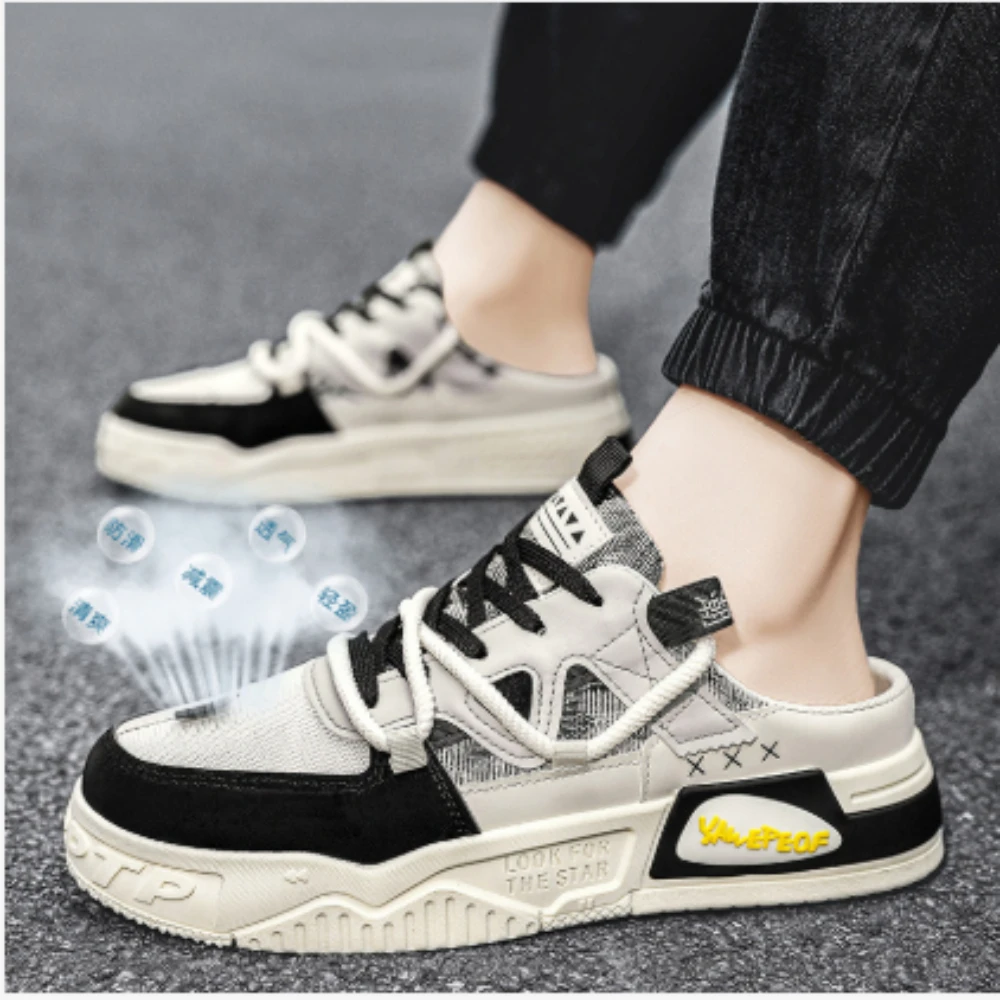 

Men's Half Slippers Fashion Soft-soled Summer Men Trendy Bottom Casual Shoes Soft Sole Support Flat Sneakers Zapatos De Hombre