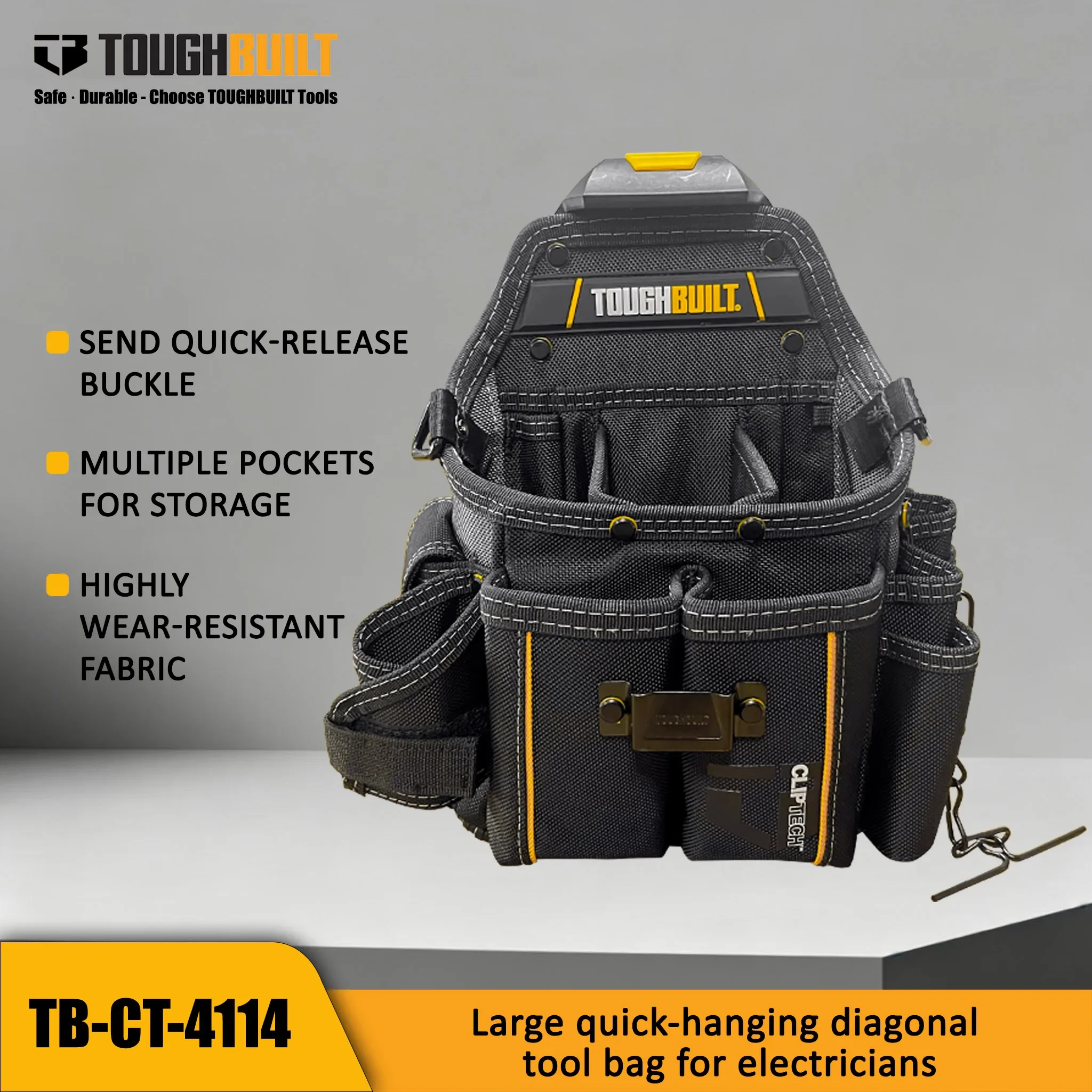 TOUGHBUILT Electrician specific tool kit, quick hanging waist bag, pipeline electrical operation tool storage TBL-CT-4114