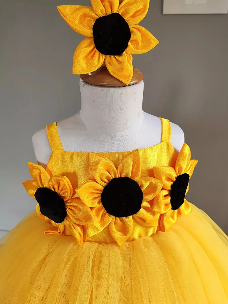 luxury Girls Princess Big flower Children tutu Wedding Gown Sleeveless Kids Dresses baby infant Birthday Party Dress