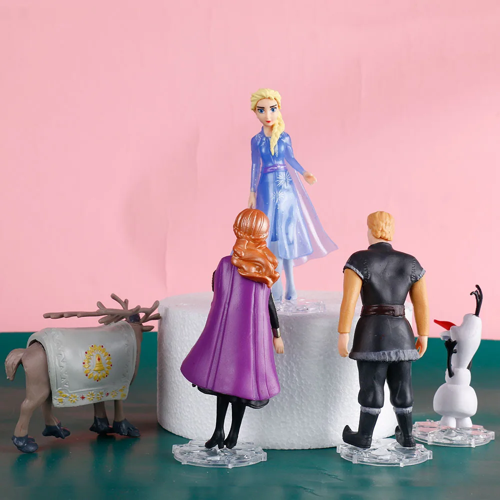 5Pcs/Lot Disney 5-12cm Frozen Princess Elsa Anna Queen Olaf Reindeer Toy PVC Action Figures Cake Decoration Model Kids Gift