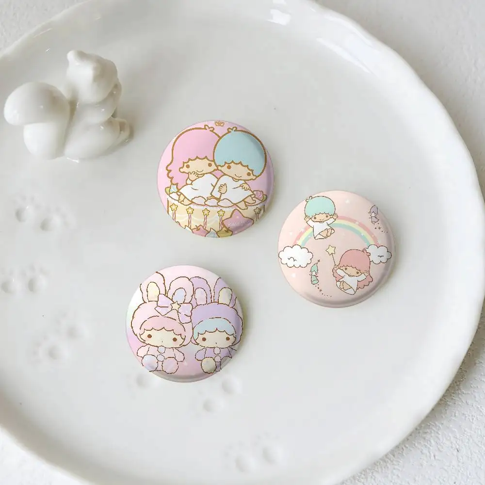 L-Little T-TwinS Stars Cute Badges Round Brooch Cute Cartoon Idol Cosplay Badges DIY Backpack Clothing Jewelry Pins