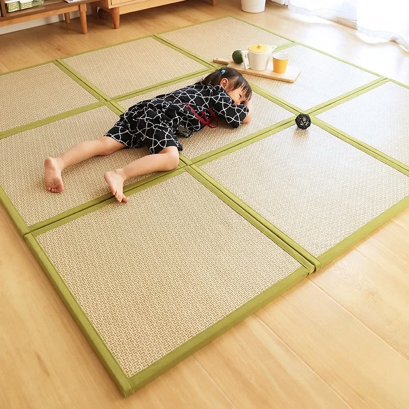 Japanese Tatami Mat Rattan Mat Summer Carpet Bedroom Living Room Patchwork Foam Crawling Mat Children Ice Pad Household Cold