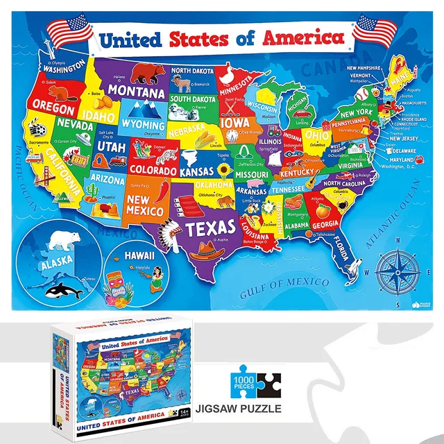 1000 Elementów Puzzle z USA, Dekoracja Domu, Puzzle dla Dorosłych, Gry Rodzinne, Puzzle Podłogowe, Zabawki Edukacyjne 1161