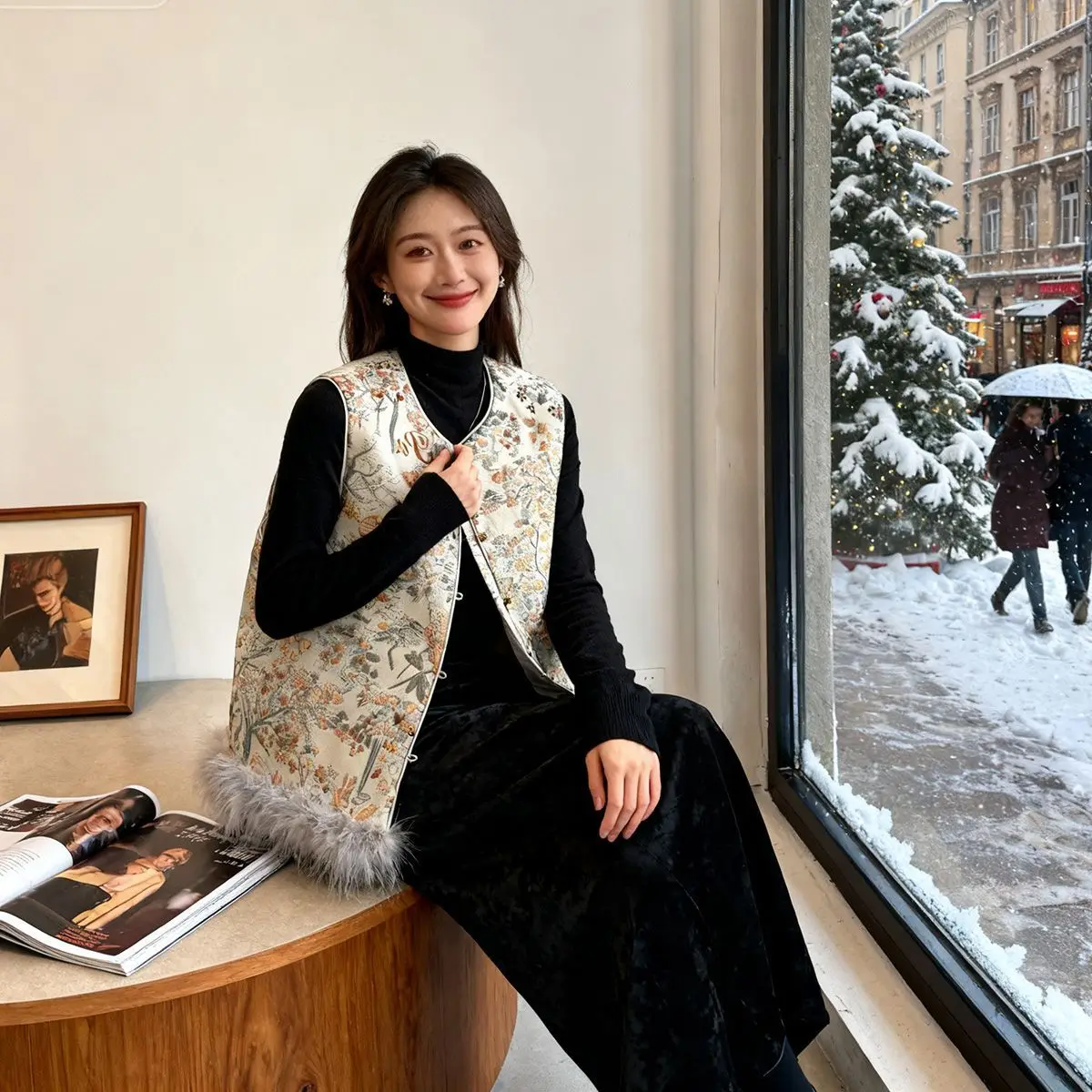 

Новая теплая женская жилетка в китайском стиле с пэчворком, свободного кроя, с вставками из флиса, зимняя модная верхняя одежда