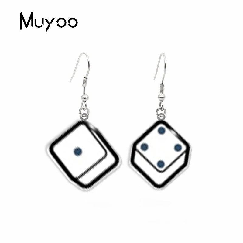 New Fashion Chess Darts Poker Cash Wallet Cartoon Epoxy Acrylic Resin Dangles Handmade Fish Hook Earrings