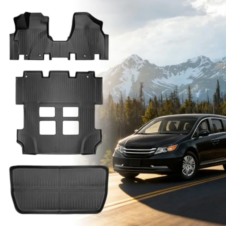 

Floor Mats for Honda Odyssey 2011-2017 1st 2nd 3rd Row Cargo Mat TPE Non-Slip Waterproof Black Car Accessories for Summer Winte
