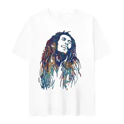 Reggae Bob Marley Art Graphic T Shirt Men's Hip Hop Vintage Fashion T-shirts Man Casual 100% Cotton Oversized T-shirt Streetwear