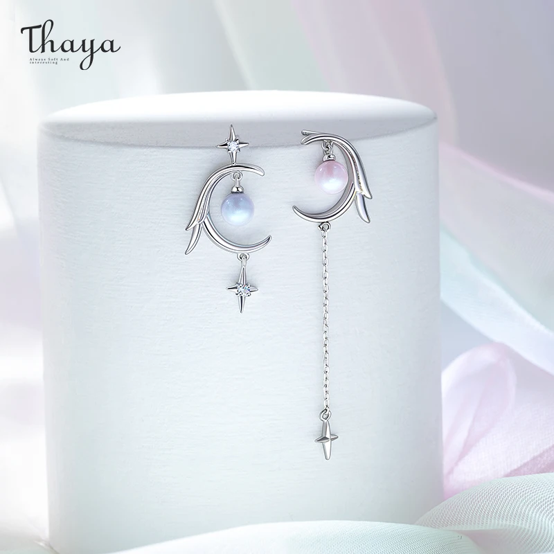 

Thaya Original Design Moon Women Earrings Elegant Hanging Earrings Dangle Silver Color Crystal Earrings Engagement Fine Jewelry