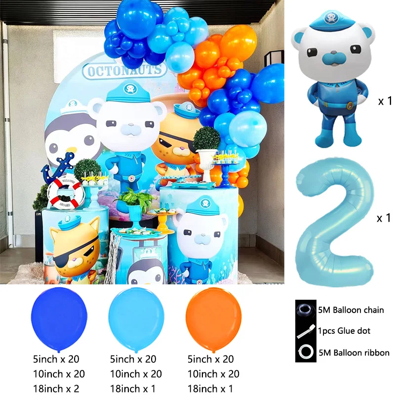 Octonauts Balloon Garland Kit Captain Barnacles Kwazii Foil Mylar with Blue Latex Kids Under the Sea Birthday Party Arch Decor - view 3