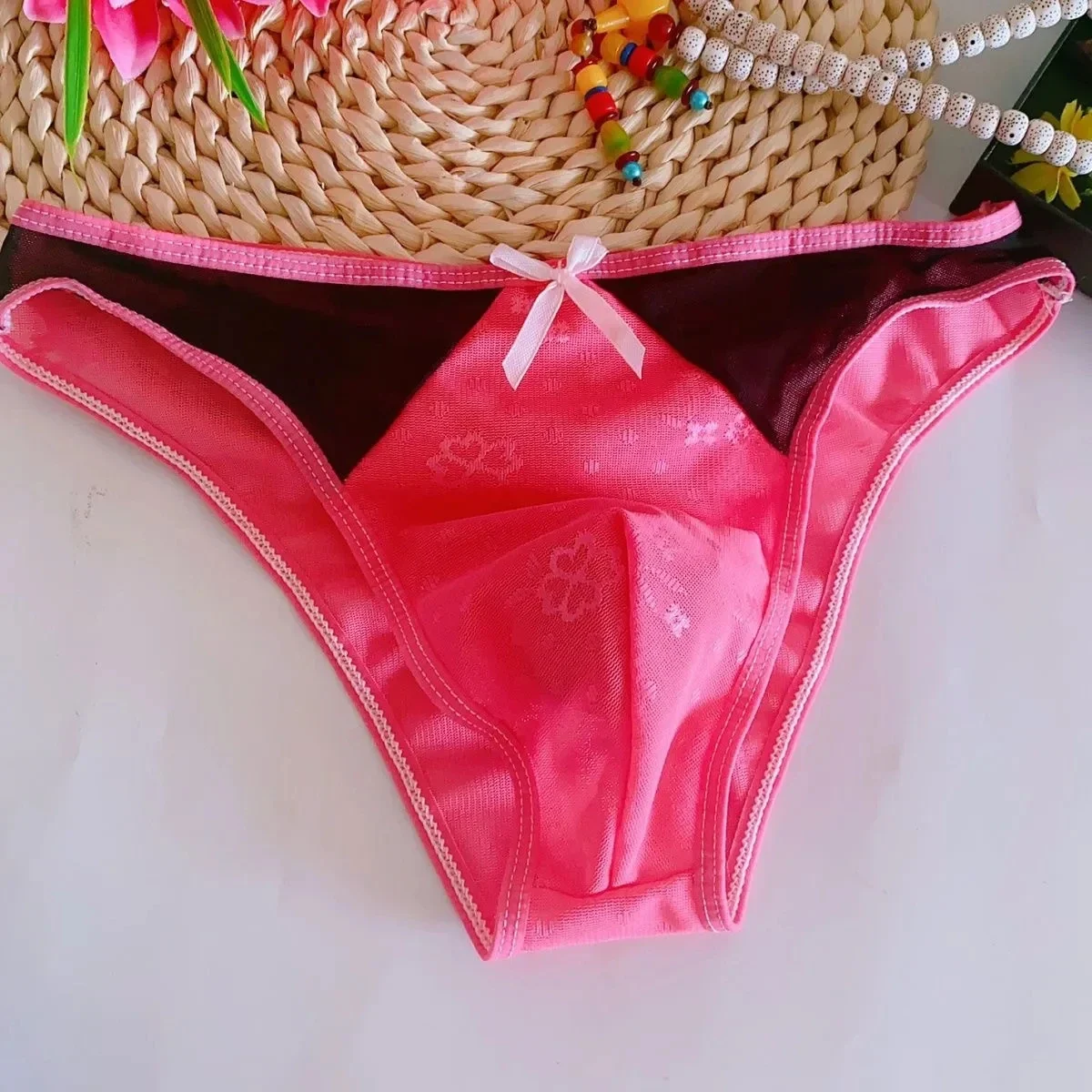 Bragas florales para hombre, calzoncillos sexis con lazo Sissy, espectáculo en vivo, baile, disfraces de fiesta FKK, regalos BF, cintura baja, Sexy y cómodo