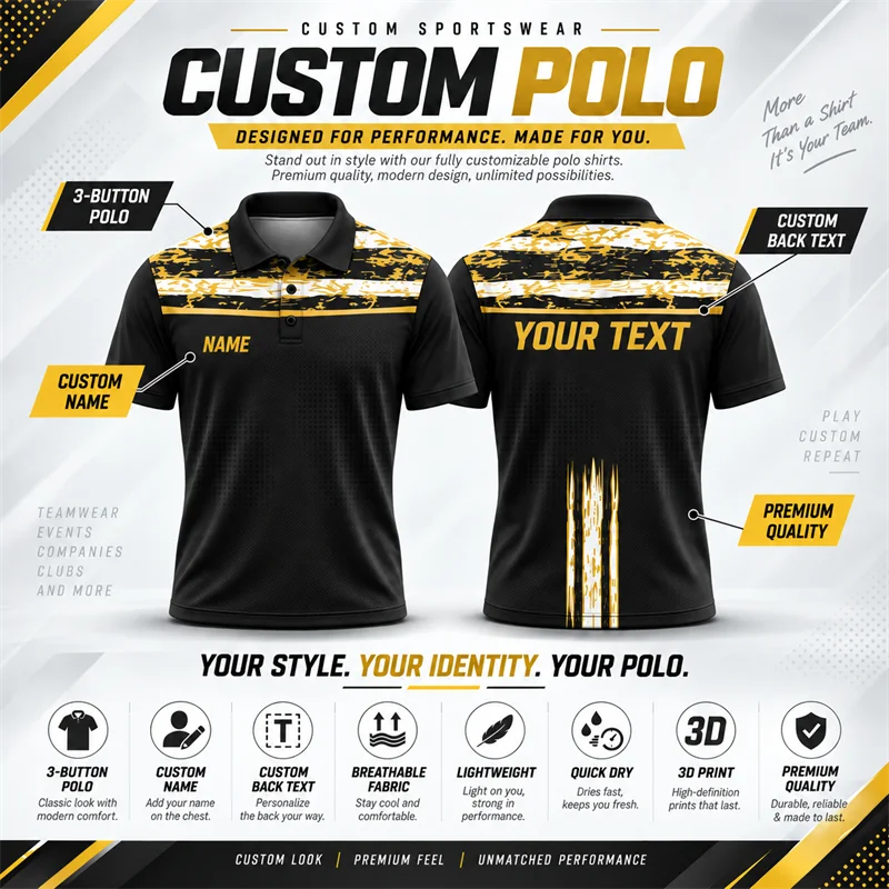 Wholesale Polo Jersey Custom Name Text Breathable Polyester Shirt for Reseller Bulk Orders Boutique Stock and Dropshipping Sale