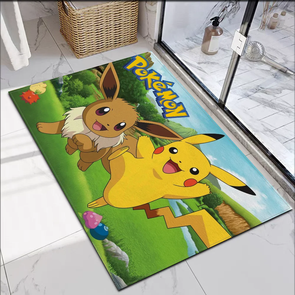 Absorbent Floor Mat Pokemon Living Room Rugs Large Entrance Mat Yellow Kitchen Decoration Mats for Kitchen Long Carpet Anime Rug