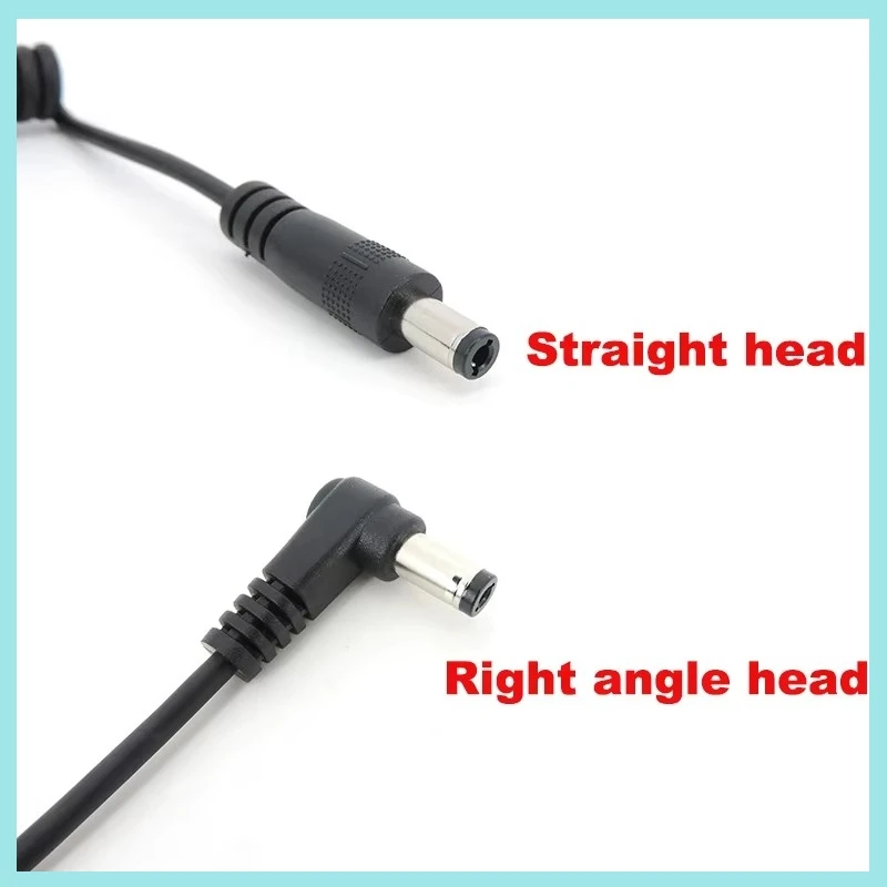 1m DC 5.5*2.1/2.5mm Male To Male Double Bend Double Straight Head Monitoring Power Supply Connection Wire 12v Spring Wire B2