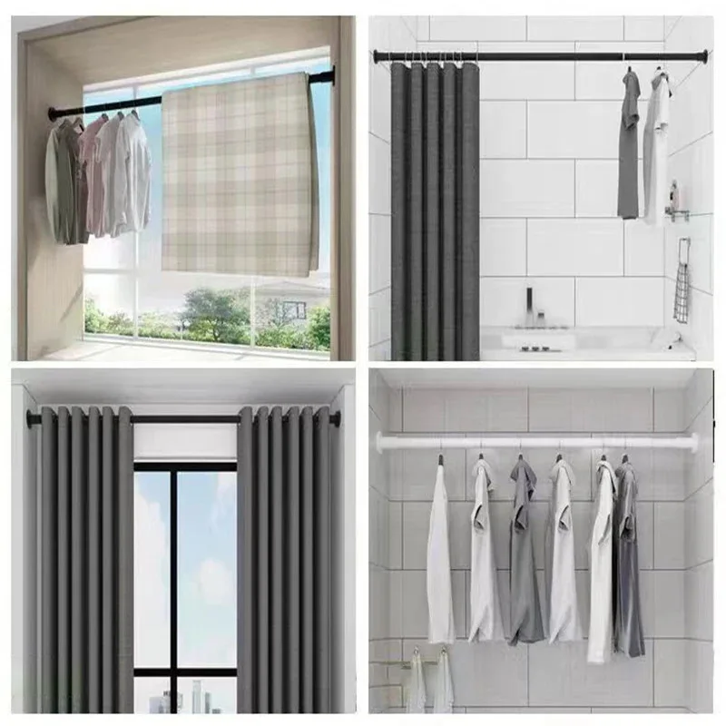 1pc elescopic Pole  with punch free design - Multiple sizes options - Suitable for use as a clothes pole and shower curtain pole