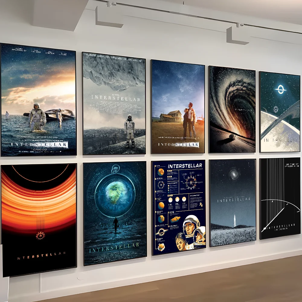 Classic Sci-Fi Movie Interstellar Minimalist Film Movie Sticky Posters Retro Kraft Paper Sticker DIY Room Bar Cafe Aesthetic