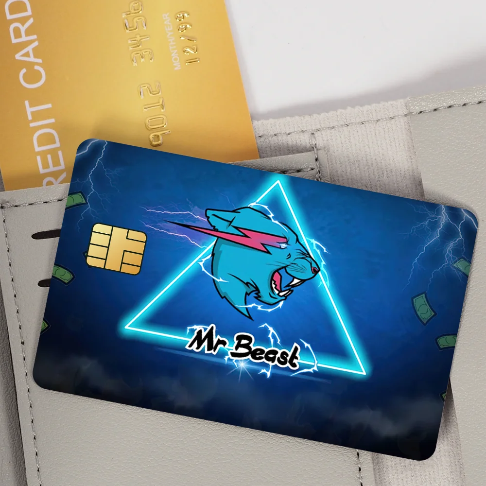 Youtuber M-Mr B-Beast شعار شعبية فيلم الجلد غطاء بطاقة الائتمان ملصقات 4 قطعة الخصم الجبهة الديكور البنك حافلة تمرير مقاوم للماء #5