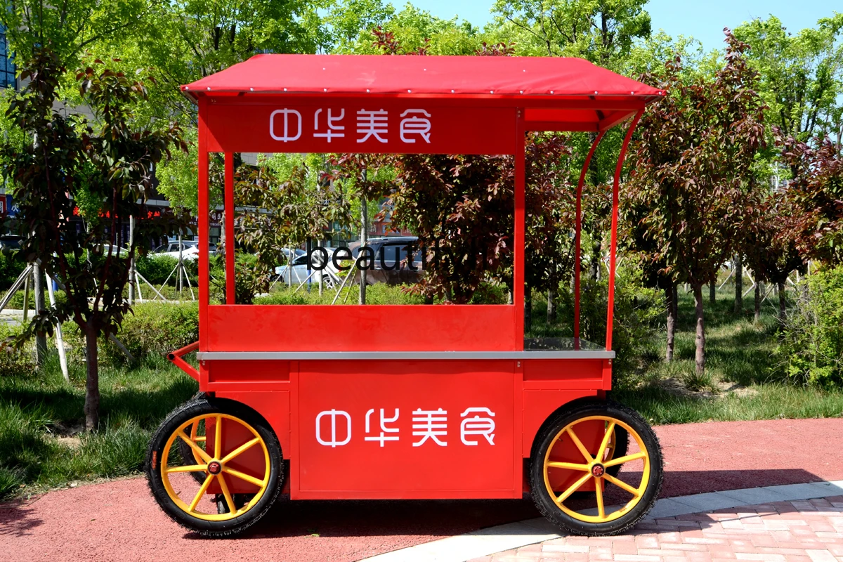 Stall Car Catering Hand Push Breakfast Cart Special Coffee Gourmet Luwei Deli Cart