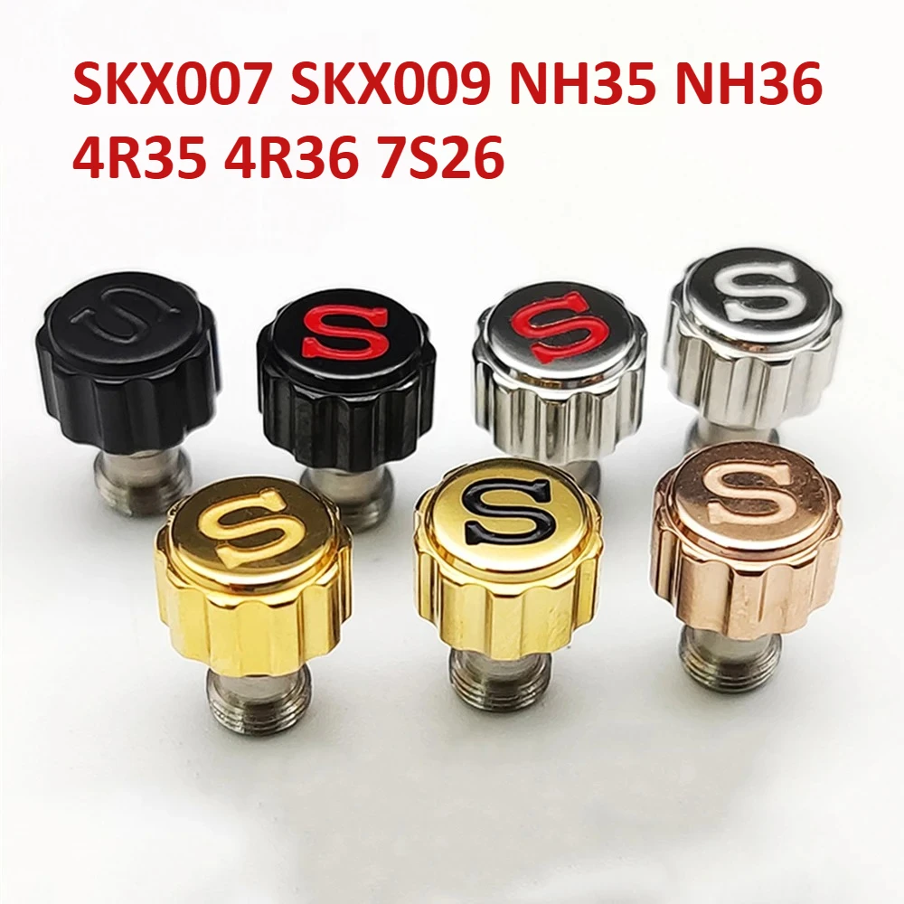 

For SKX007 SKX009 7MM Watch Crown Stainless Steel Crown with Watch Stem for NH35 NH36 4R35 4R36 7S26 NE15 6R15 Movement S Crown