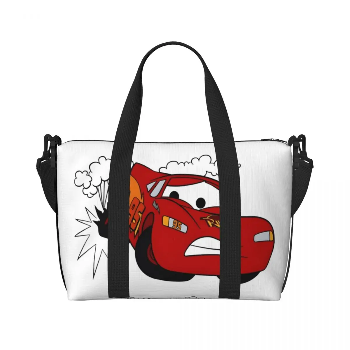 Custom Lightning McQueen Cartoon Tote Bag for Women Big Capacity Cars Beach Gym Travel Bags