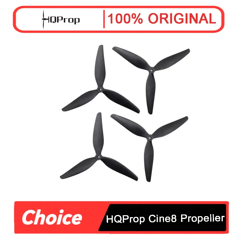 

4 шт. HQProp Cine8 FPV пропеллеры для дронов 8 дюймов 8X4,5X3, армированный стекловолокном нейлон, черный, CW CCW, запасные части для гоночных дронов на радиоуправлении