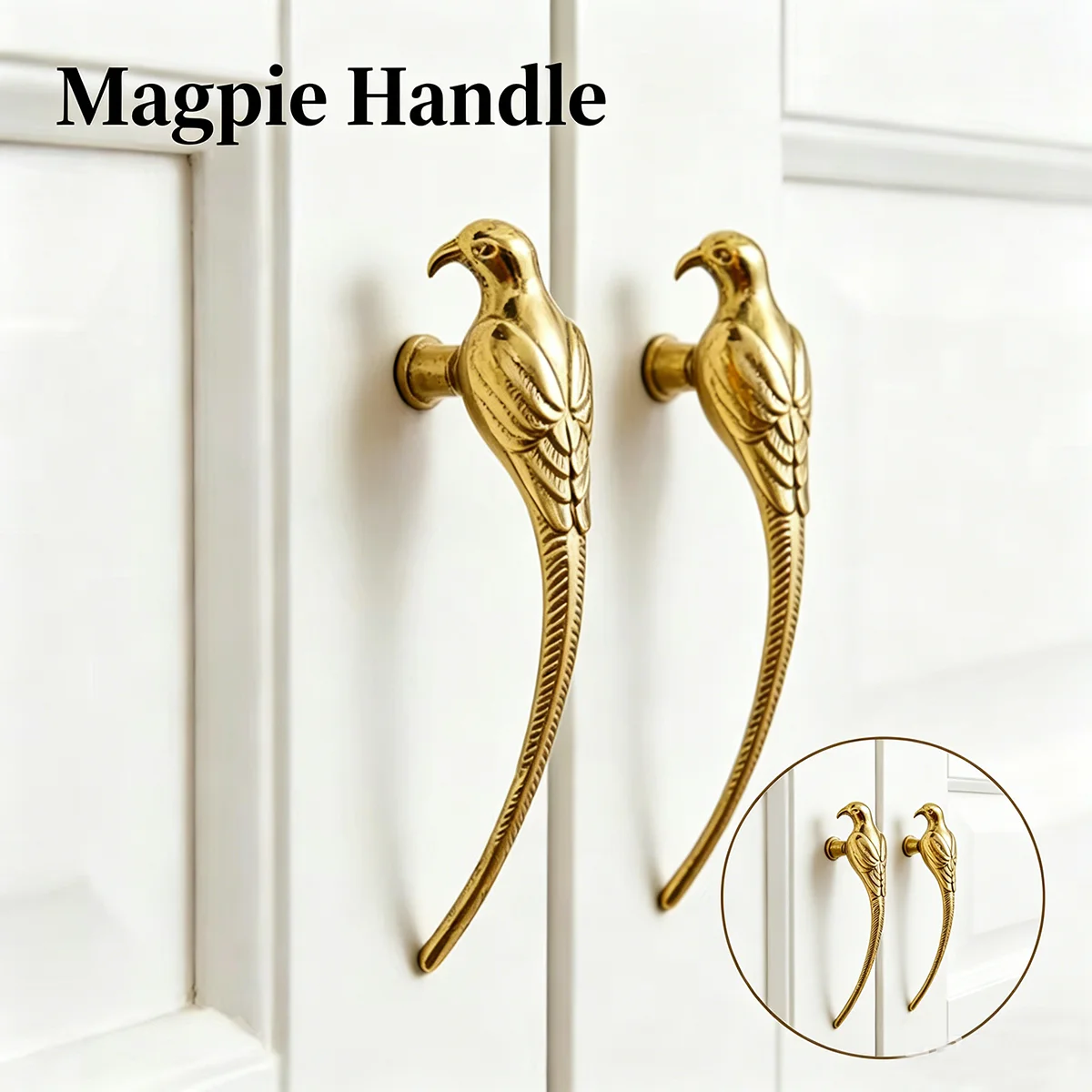 Golden Bird Cabinet Handle Personalized Wardrobe Handle Creative Children's Simple and High End Wine Cabinet Drawer Door Handle
